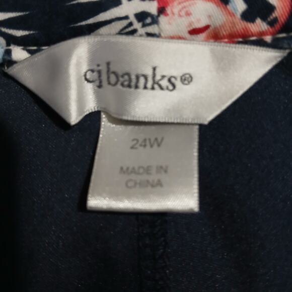 CJ Banks tropical skort with flamingos size 24 navy/white/periwinkle/pink plus - Picture 2 of 12